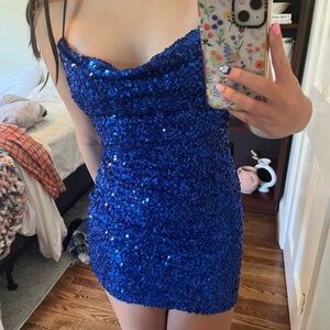 Blue Sequin Mini Dress